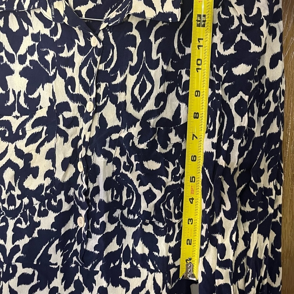 Zara White and Blue Sheath Dress 3/4 Sleeve Crew Neck - Picture 6 of 13